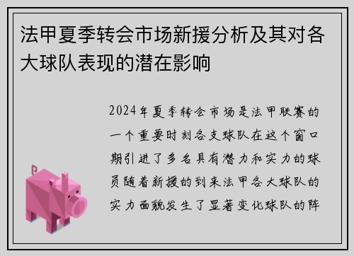 法甲夏季转会市场新援分析及其对各大球队表现的潜在影响