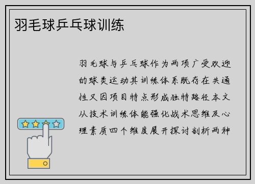 羽毛球乒乓球训练